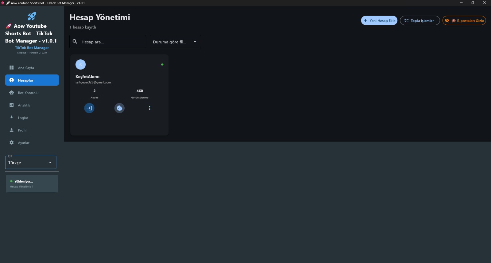 Aow Youtube Shorts Bot - TikTok Bot Manager - v1.0.1